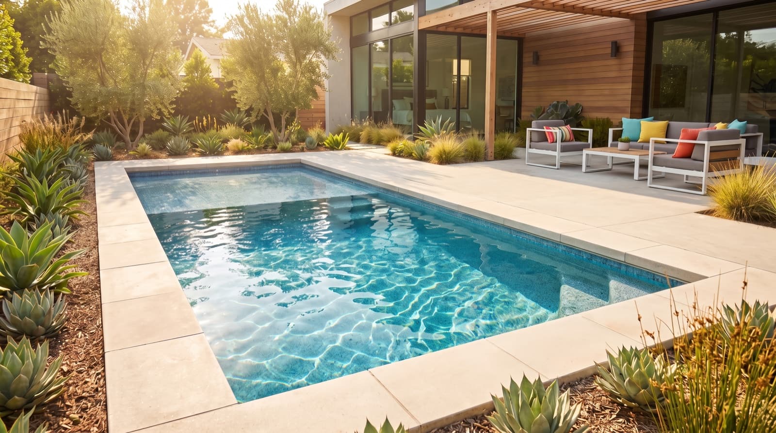 Sparkling clear water in a NEXA backyard pool