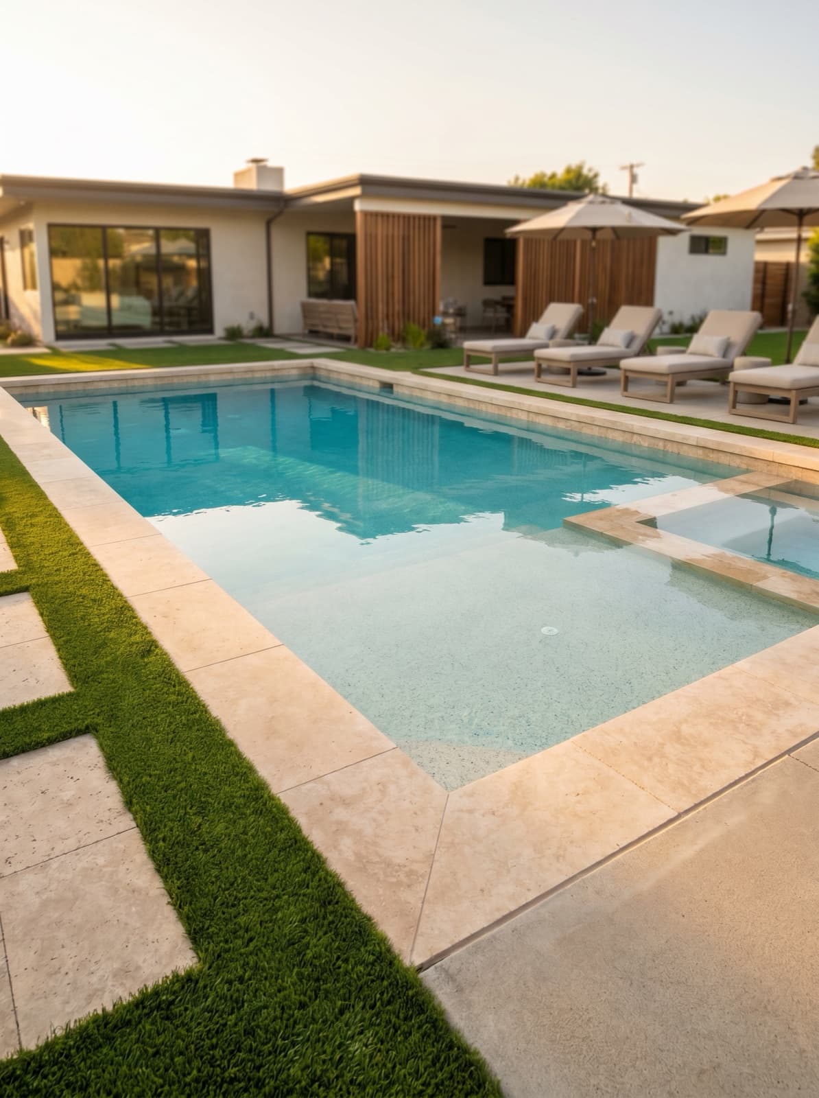 Custom inground gunite pool in a Southern California backyard